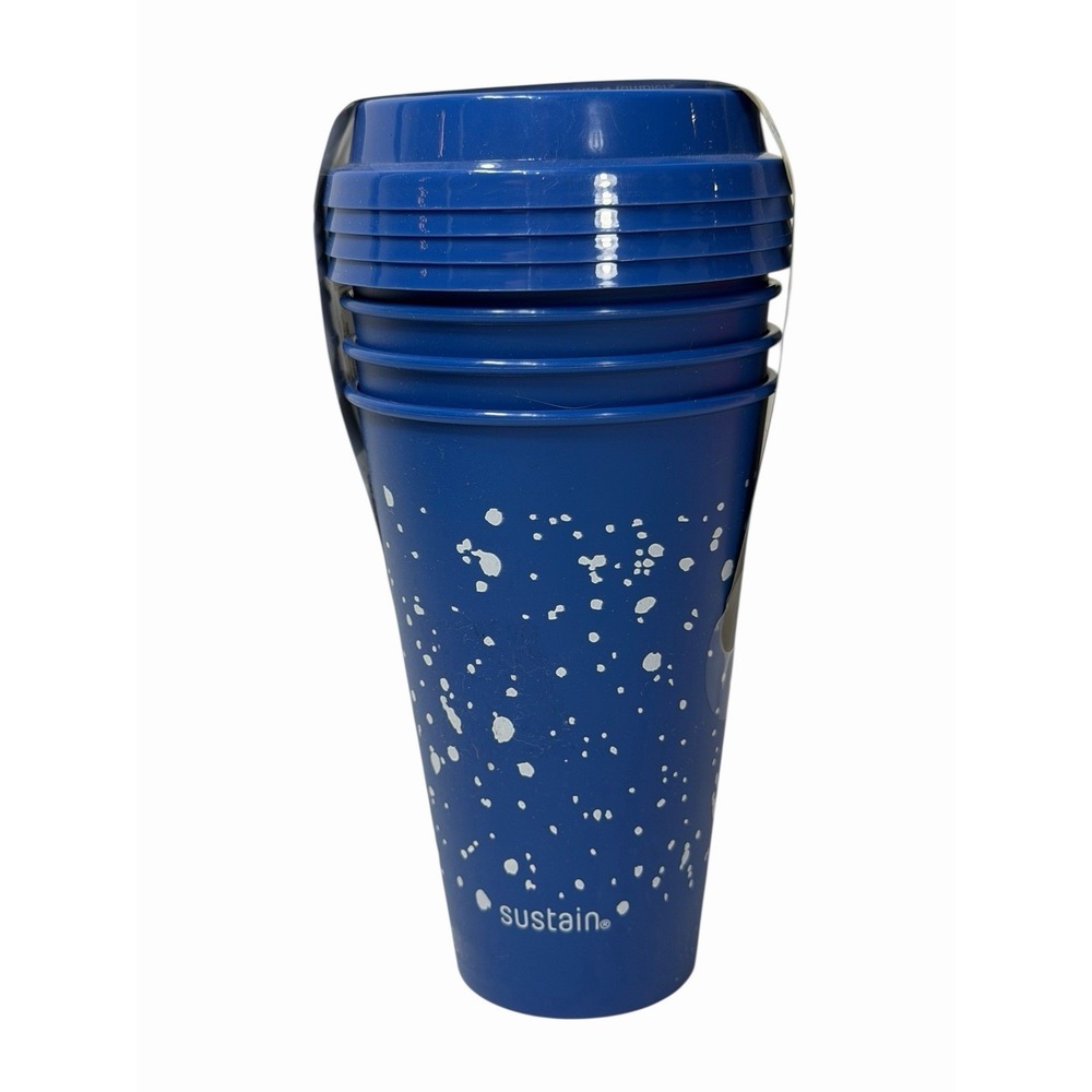 mainstays blue travel tumblers reusable washable‎ coffee cups mugs 4 pack 16 oz